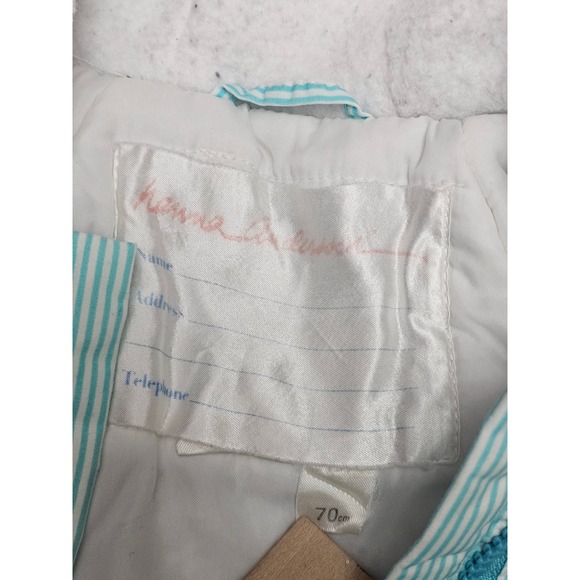 Vintage Hanna Andersson Baby Snowsuit Bunting Blue White Stripe Hooded Zip 70cm - Picture 3 of 11